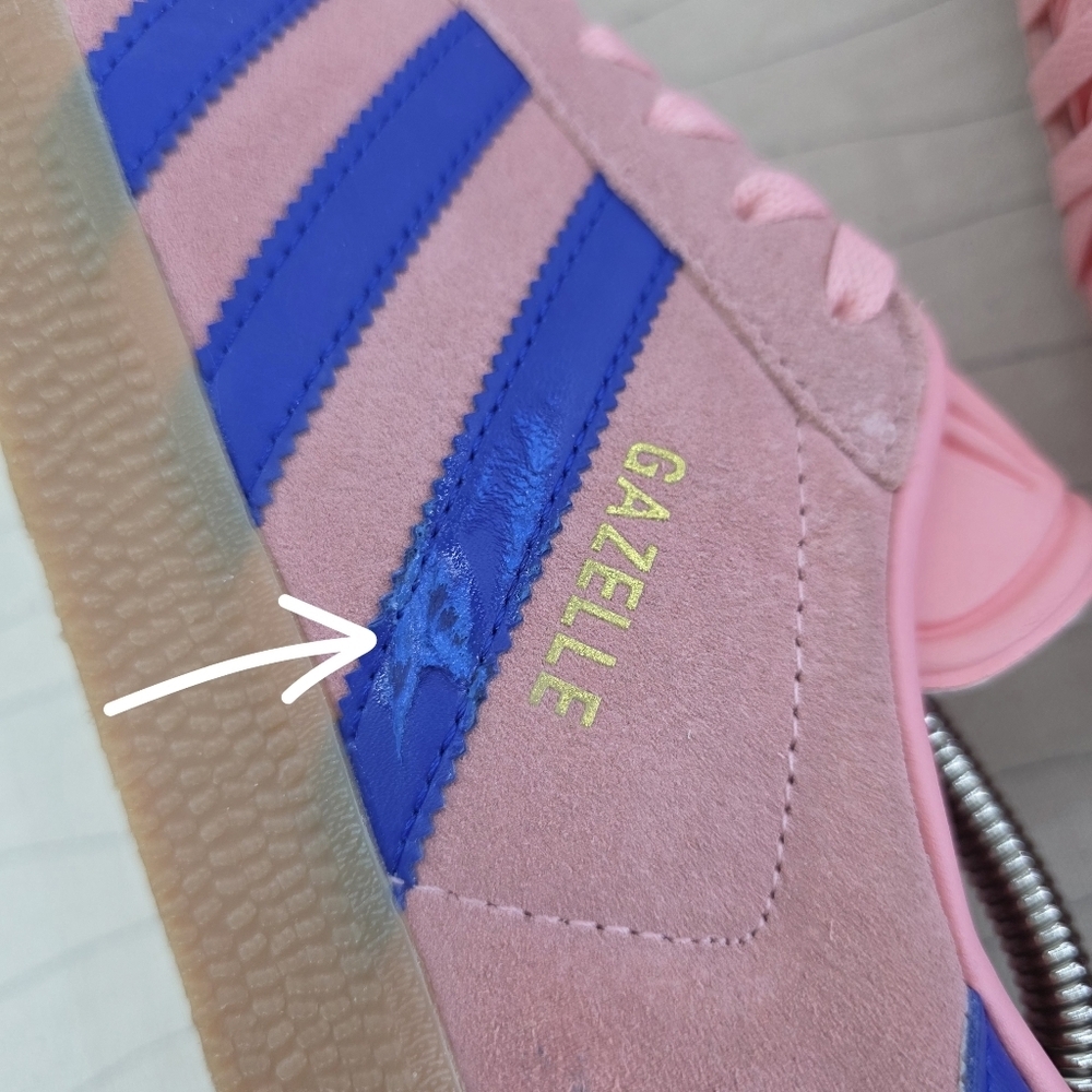 Adidas Mens Originals Gazelle Semi Pink Spark Lucid Blue Shoes JI2077 Size 10.5 - Picture 12 of 16